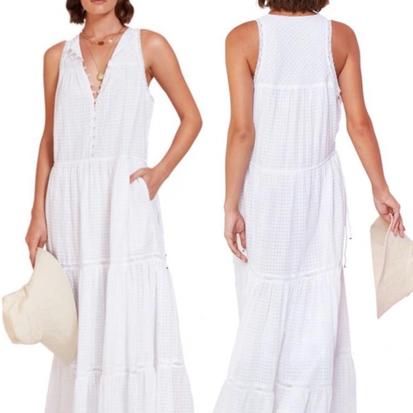 NEW MAGALI PASCAL
sophia maxi dress in white check size Small S - Picture 4 of 11